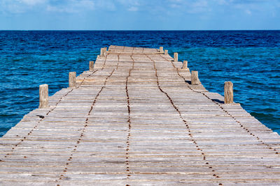 Pier against sea at sian kaan biosphere reserve