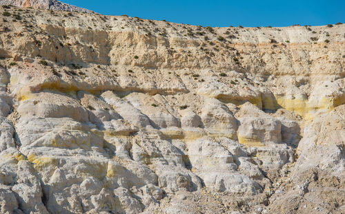 Sulfur fumaroles with sulfur crystals on stefanos crater nisyros greece