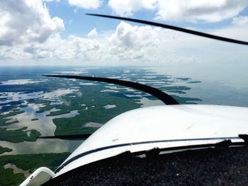 Cropped image of boat in sea