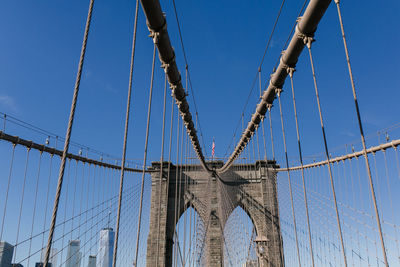 Low angle view of suspension bridge