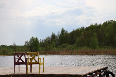 Scenic view of lake against sky