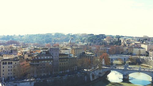 View of river and cityscape