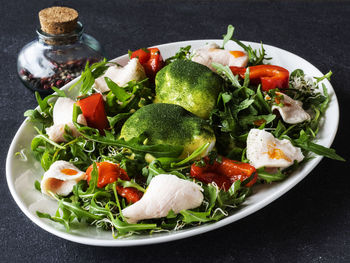 Close-up of salad in bowl on table