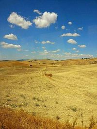 Scenic view of landscape against cloudy sky