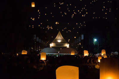 Illuminated building at night