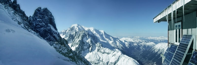 Scenic view of snow mountains against sky