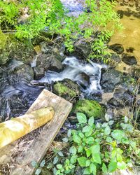 High angle view of waterfall