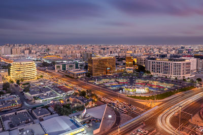 Aeial view of doha ramada signal salwa road at sunset time