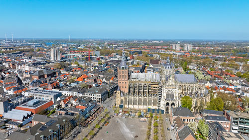 High angle view of townscape against sky