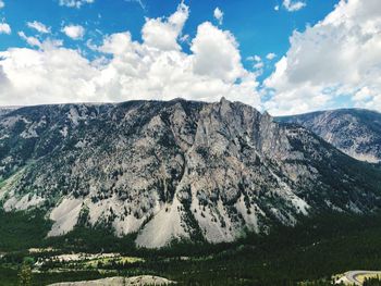 Panoramic view of landscape and mountains against sky