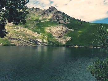 Scenic view of lake against sky