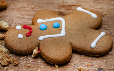 Gingerbread man on rustic style table