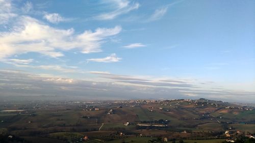 High angle view of townscape against sky