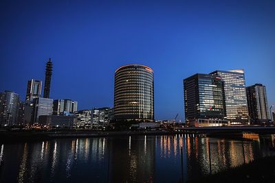 View of skyscrapers at night