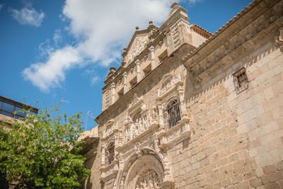 Low angle view of old building against sky