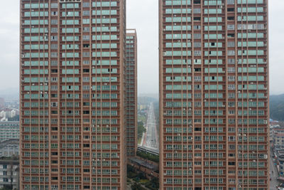 Low angle view of modern buildings in city