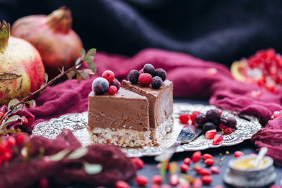 Close-up of cake on table