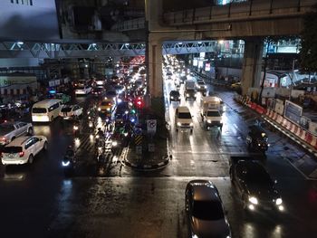 High angle view of traffic on road