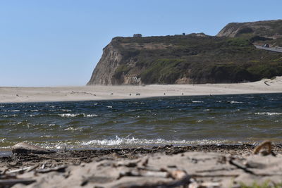 Scenic view of sea against clear sky