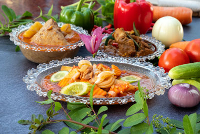 Close-up of fruits in plate