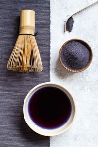 High angle view of coffee on table