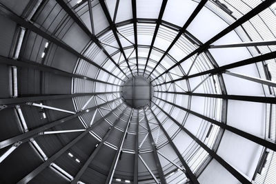 Low angle view of skylight in building
