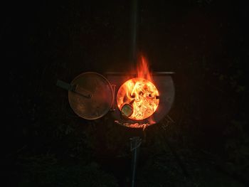 Close-up of fire on barbecue grill