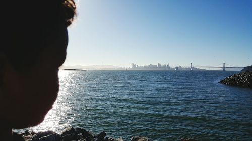 Scenic view of sea against clear sky