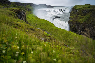 Scenic view of waterfall