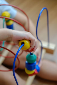 Close-up of human hand on table