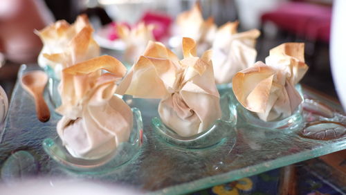 High angle view of food on table