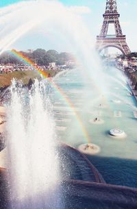 Aerial view of fountain in city