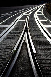 High angle view of empty railroad tracks