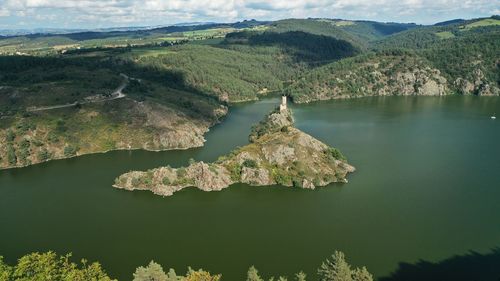 Scenic view of lake and mountains