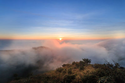 Scenic view of landscape against sky during sunset