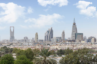 View of buildings against cloudy sky