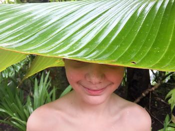 Close-up of shirtless boy