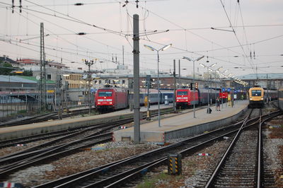 Trains at railroad station platform