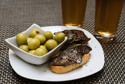 Close-up of food in plate on table