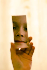 Portrait of girl face on mirror