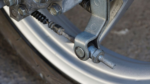 High angle view of bicycle wheel