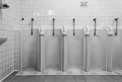 Row of objects in bathroom