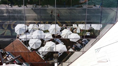 High angle view of people in stadium