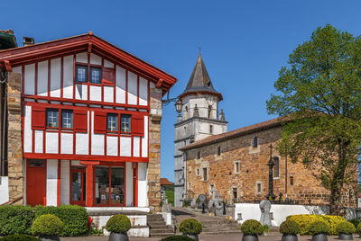 Exterior of historic building against clear blue sky