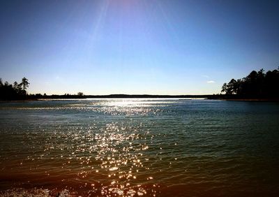 Scenic view of sea against clear sky