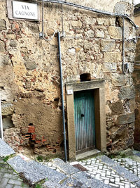 Closed door of old building