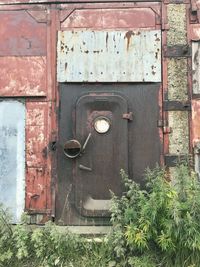 Close-up of rusty abandoned built structure