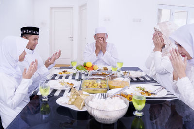 Group of people on table