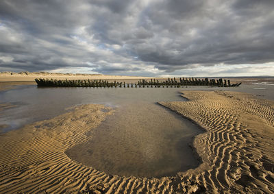 Scenic view of beach against sky