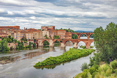 Bridge over river against sky